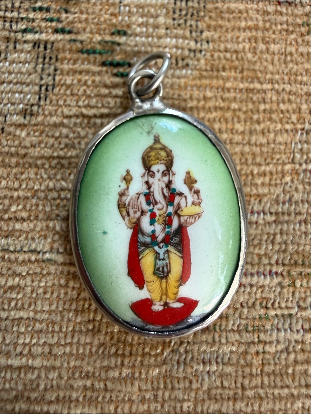 Blessed Ganesha Antique Oval Pendant from Witch’s Estate Sale